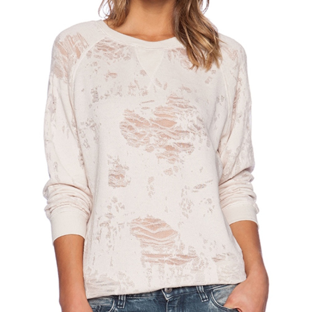 IRO JEANS GARETH Beige Distressed Effect Top